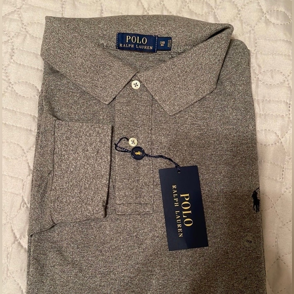 Mesh Long-Sleeve Polo Shirt. New